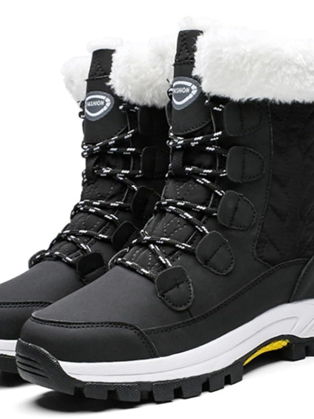 Cliont- Women's Black Faux-Fur Lined Winter Boots
